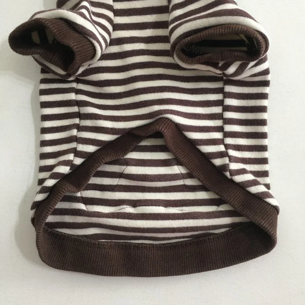 Bear Striped Hoodie Dog Clothes Brown Size Medium